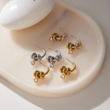 Round White Zirconia Earrings