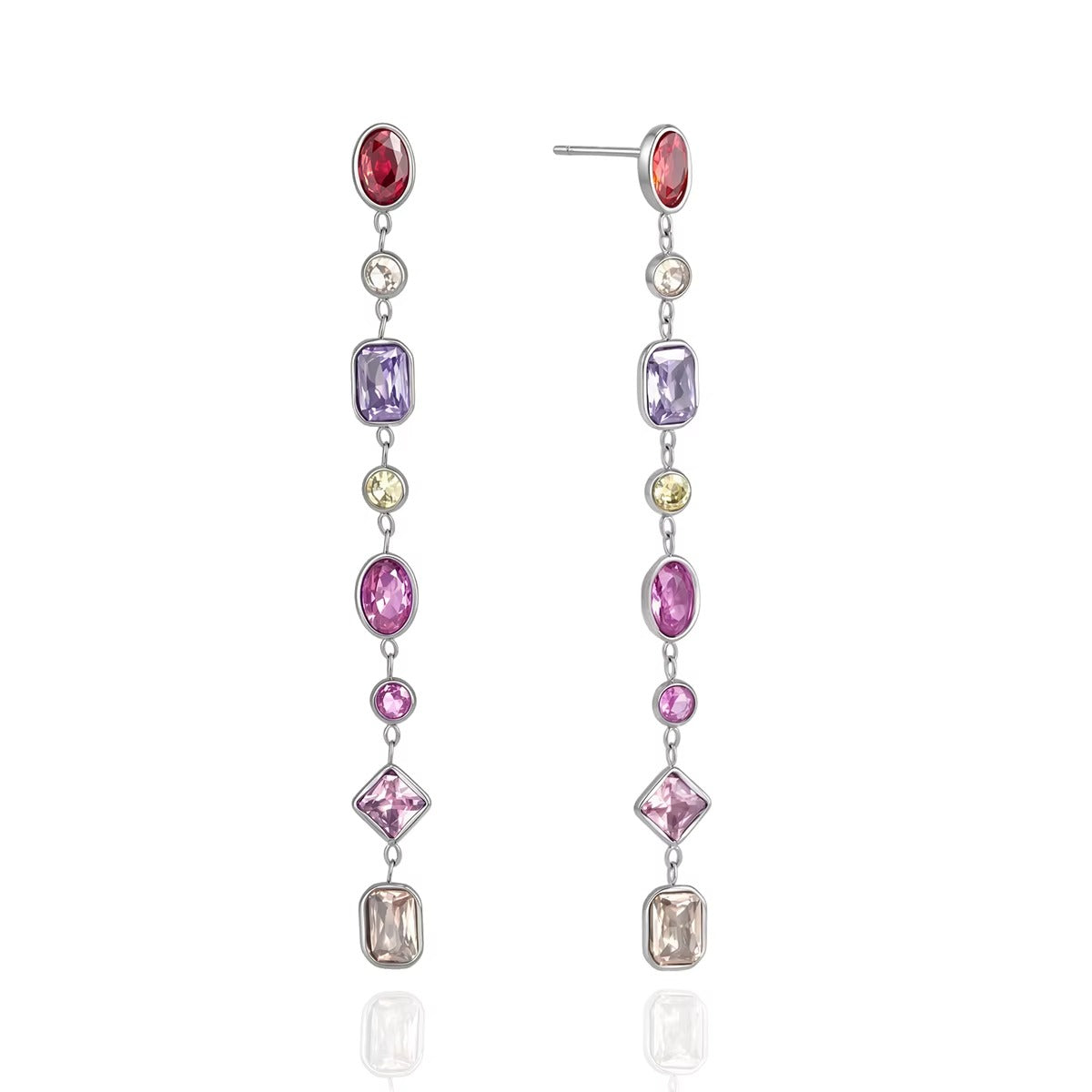 Zircon Geometric Tassel Earrings