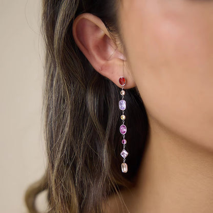 Zircon Geometric Tassel Earrings