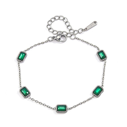 Emerald Green Stone Bracelet – Gold & Silver
