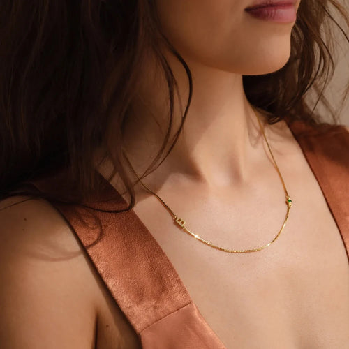 Birthstone Initial Necklace
