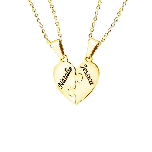 Personalized Family Puzzle Heart Necklace