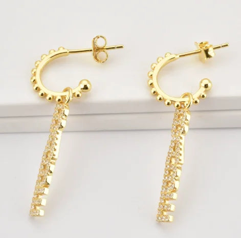 Personalized Name Hoop Earrings – 925 Sterling Silver Gold Plated