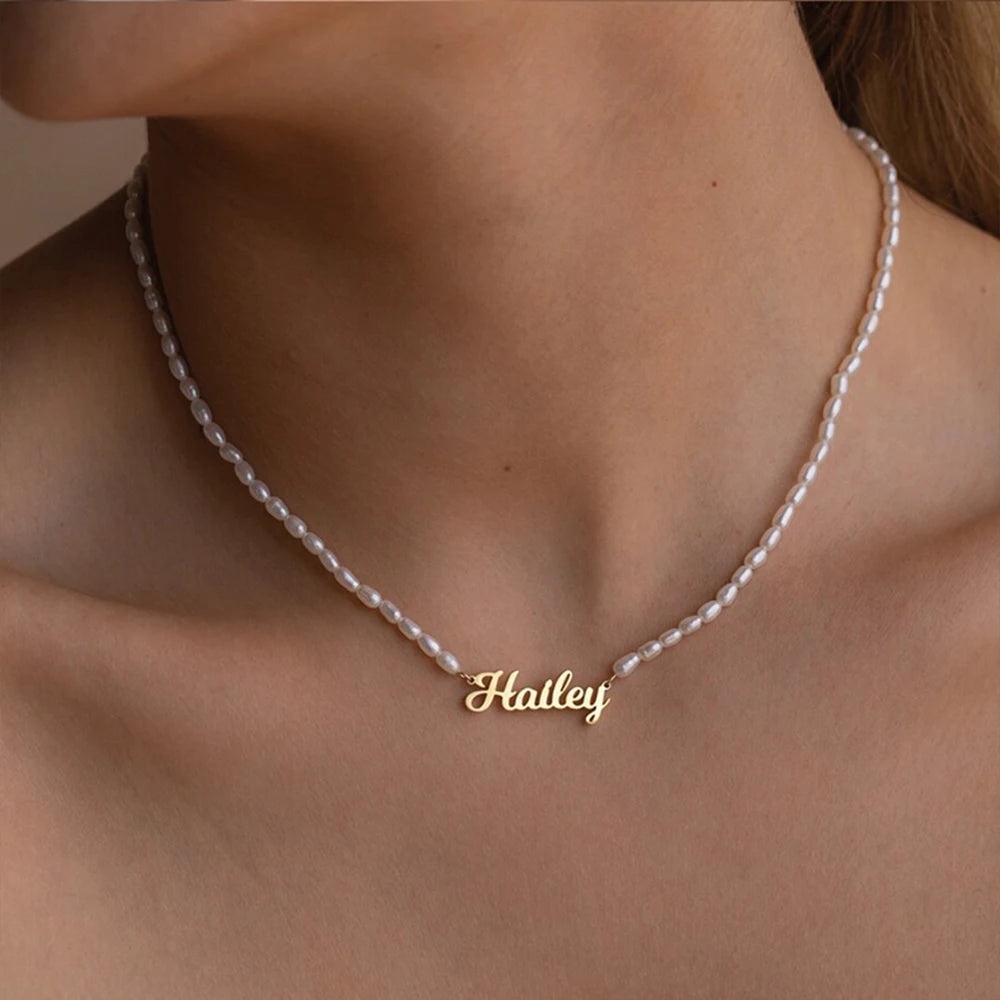 Personalized Pearl Name Necklace