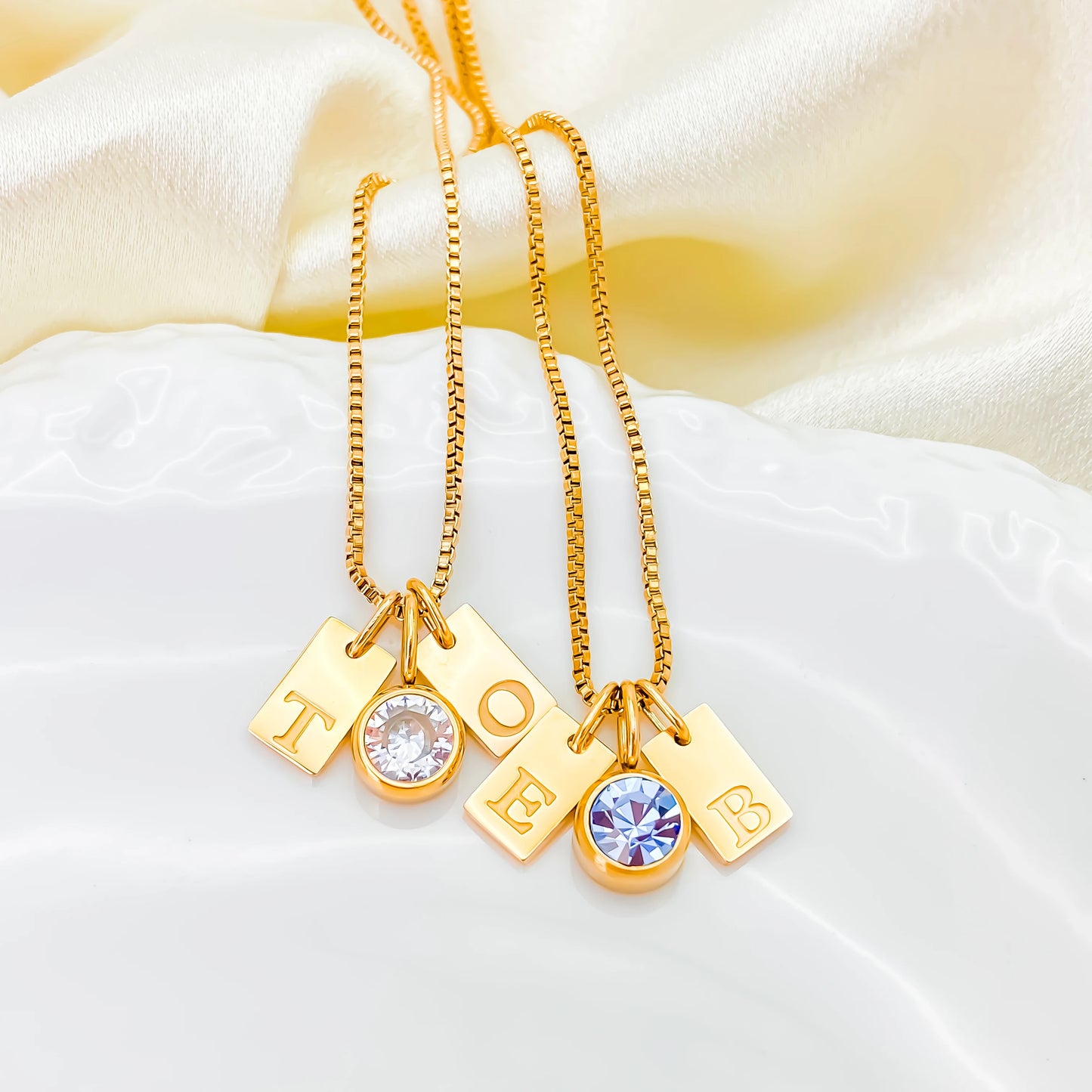 Family Initial Birthstone Necklace