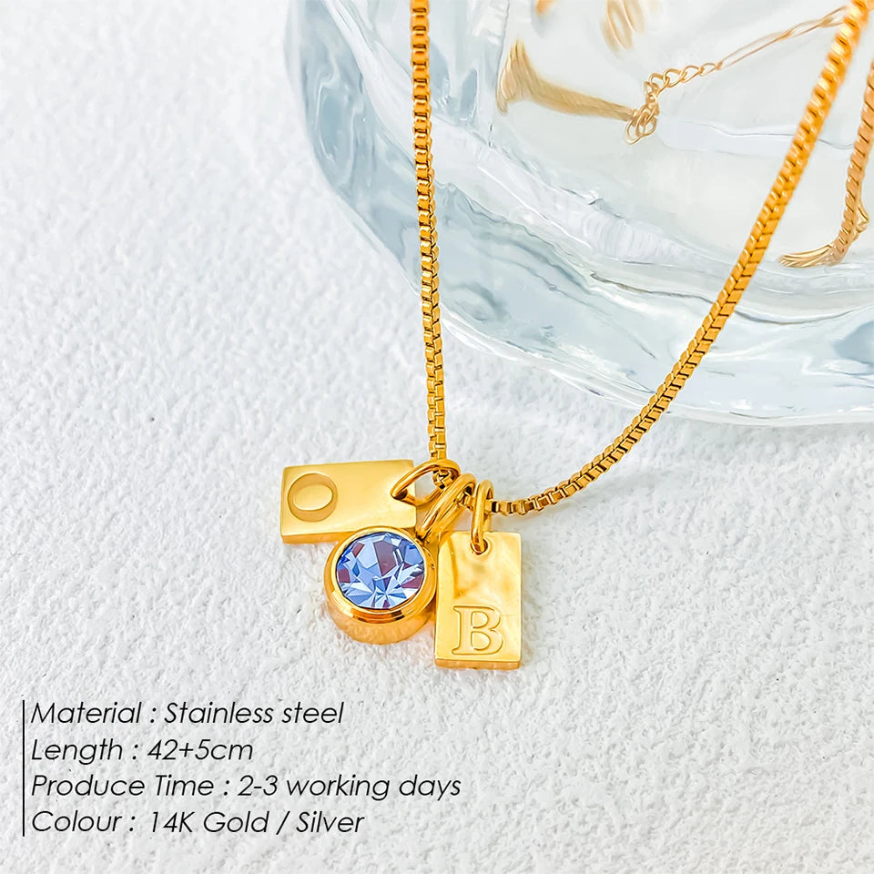 Family Initial Birthstone Necklace
