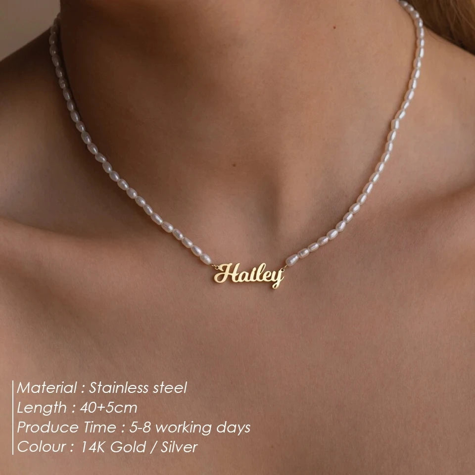 Personalized Pearl Name Necklace