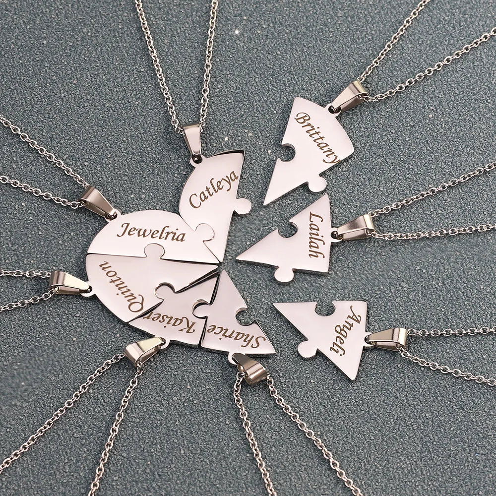 Personalized Family Puzzle Heart Necklace