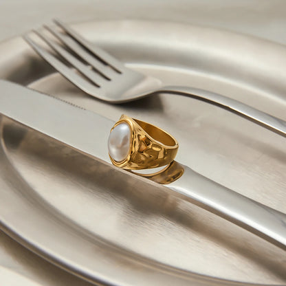 Pearl-Inspired Cubic Zirconia Ring