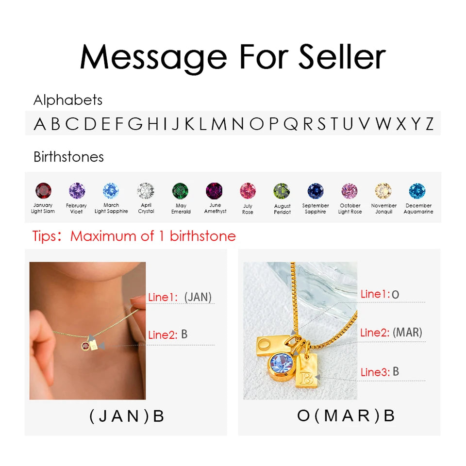 Family Initial Birthstone Necklace