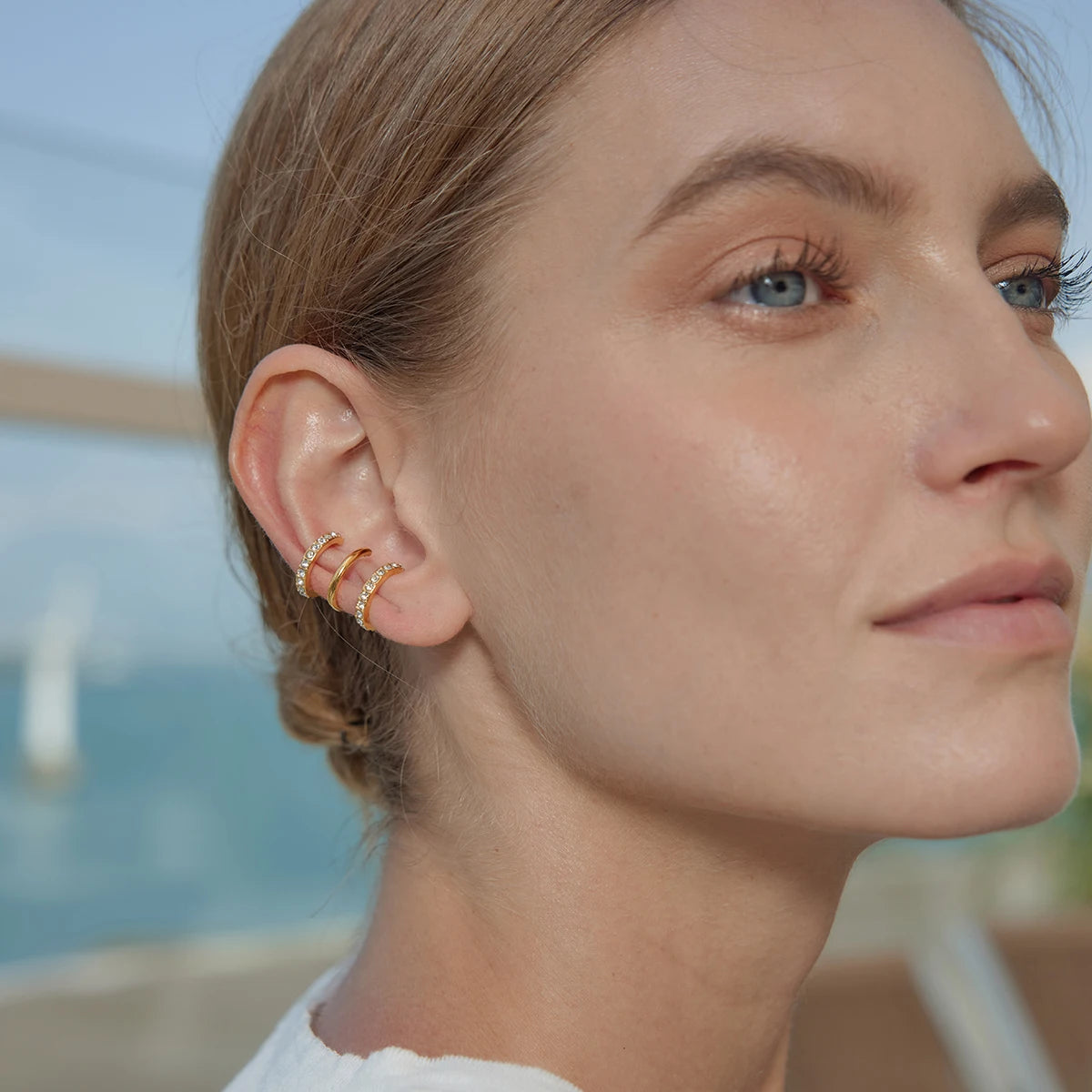 White Resin Pearl Hoop Earrings