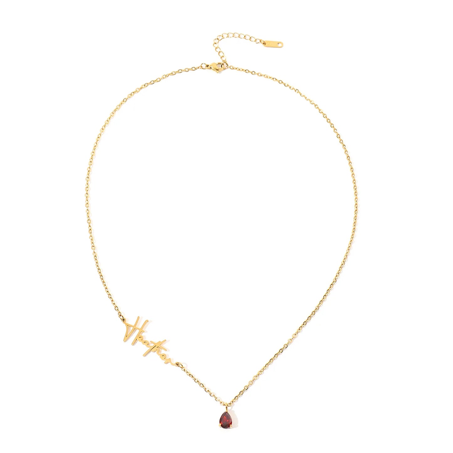Custom Birthstone Name Necklace