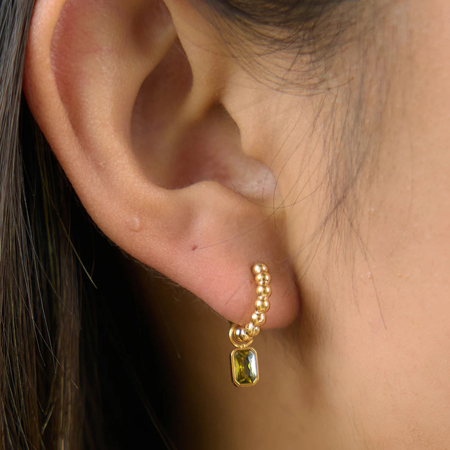 Gold Beaded Drop Earrings
