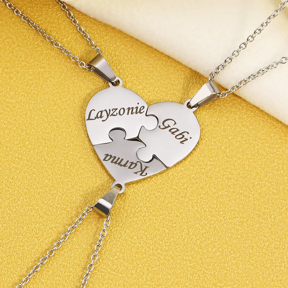 Personalized Family Puzzle Heart Necklace