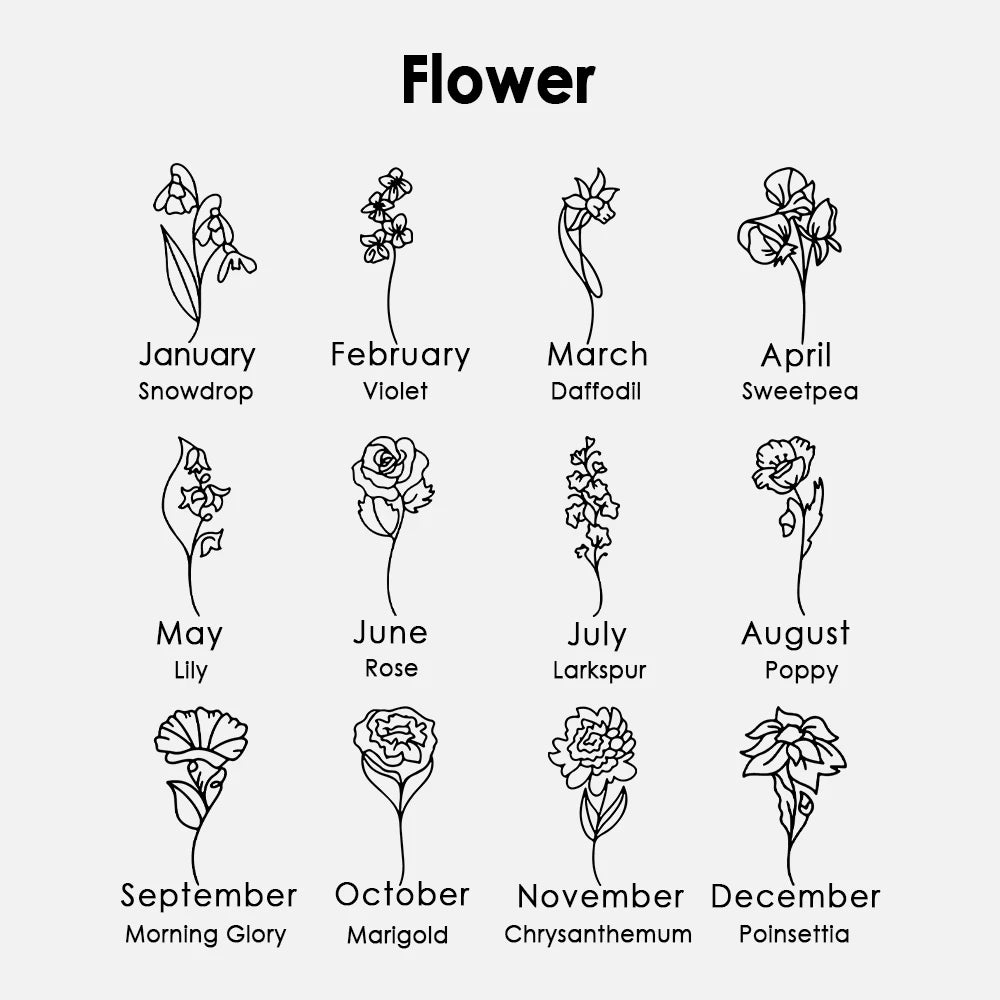 Personalized Birth Flower Name Earrings