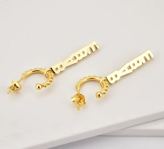 Personalized Name Hoop Earrings – 925 Sterling Silver Gold Plated