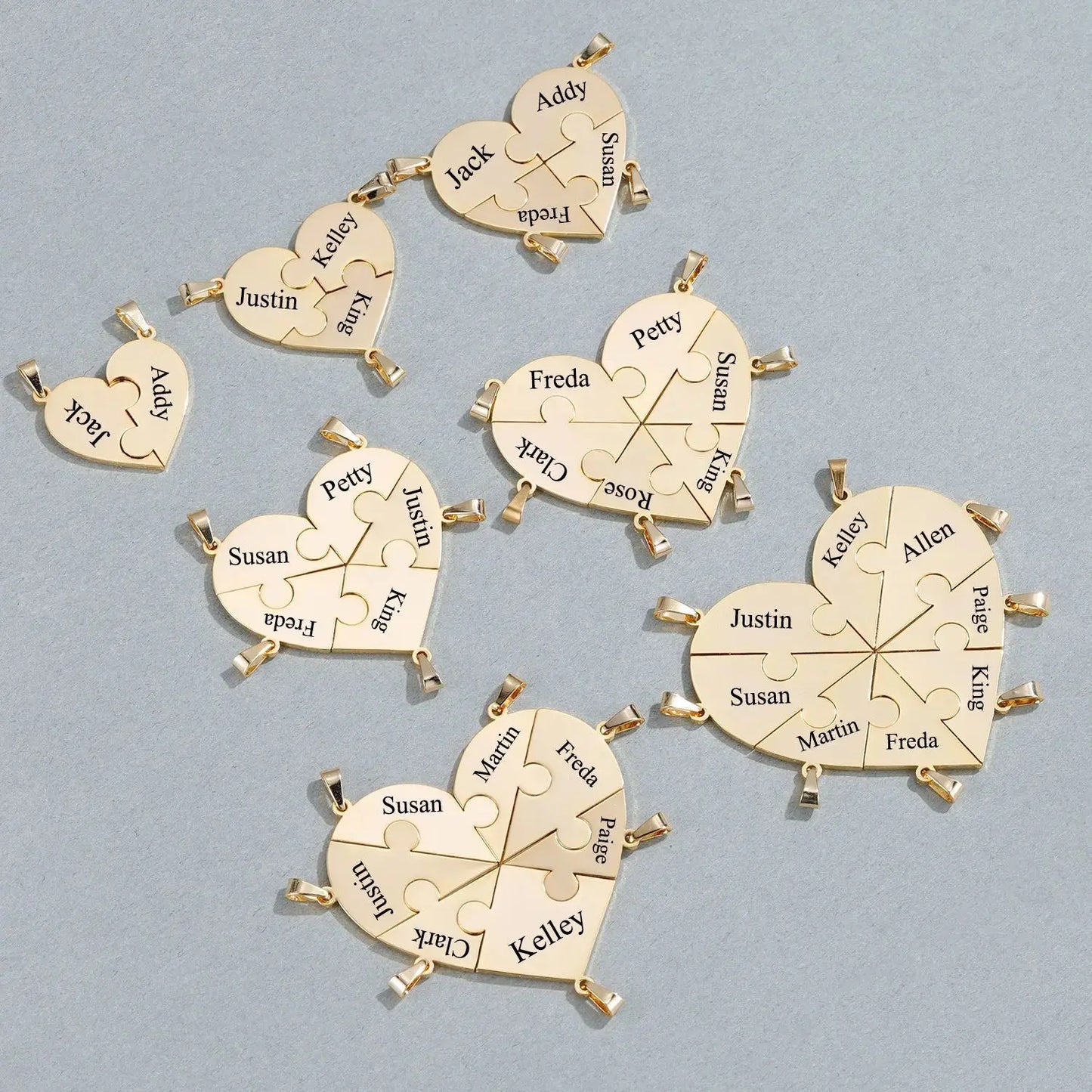 Personalized Family Puzzle Heart Necklace