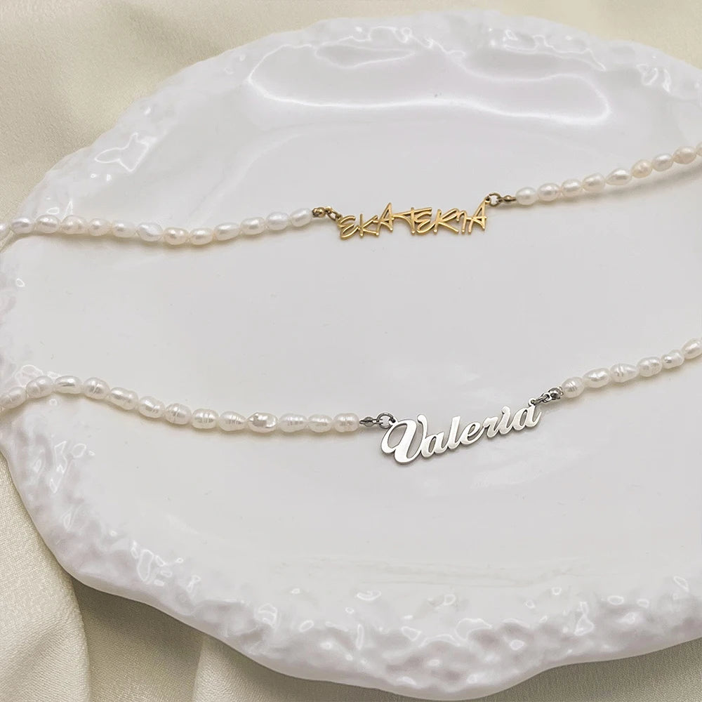 Personalized Pearl Name Necklace