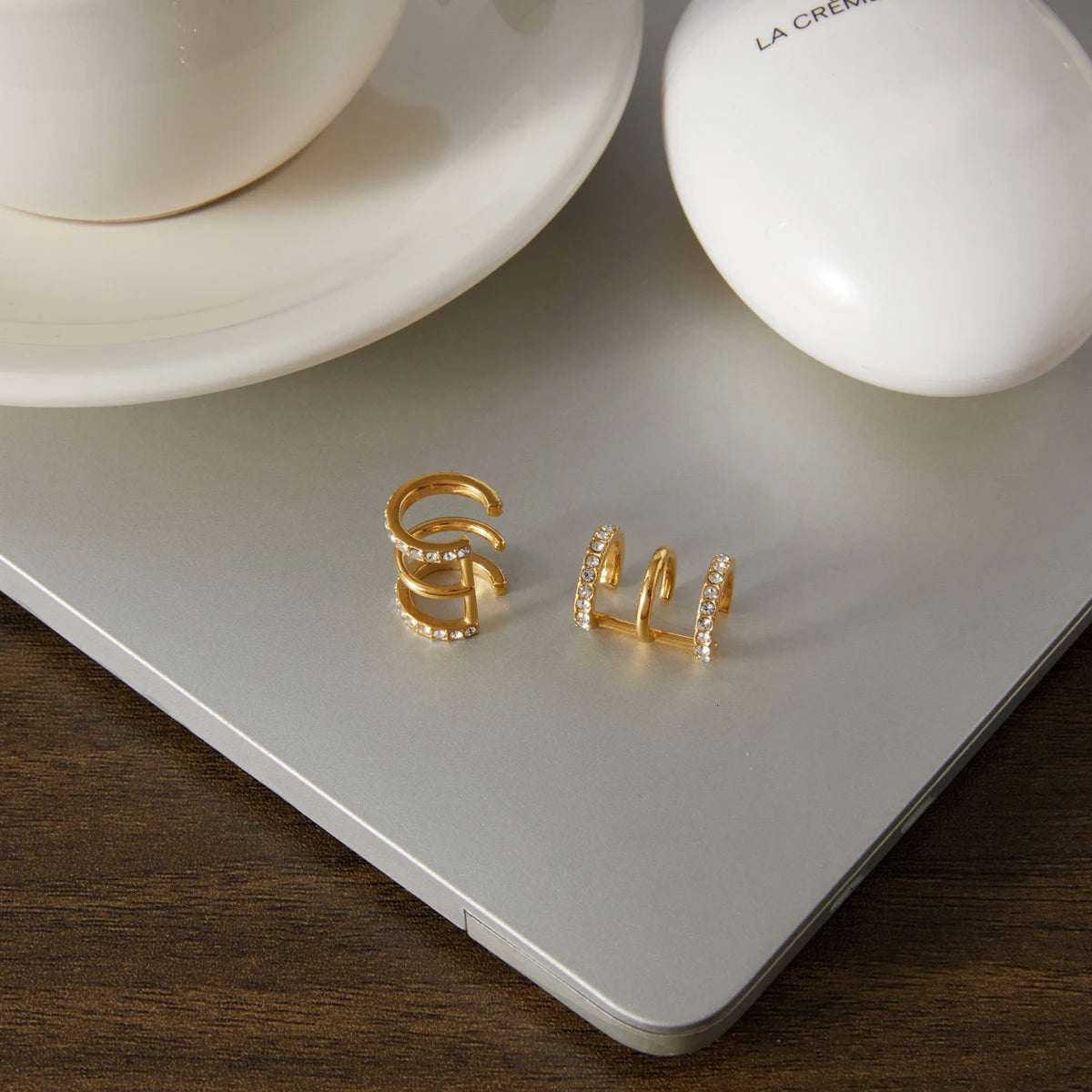 White Resin Pearl Hoop Earrings