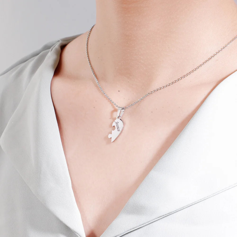 Personalized Family Puzzle Heart Necklace