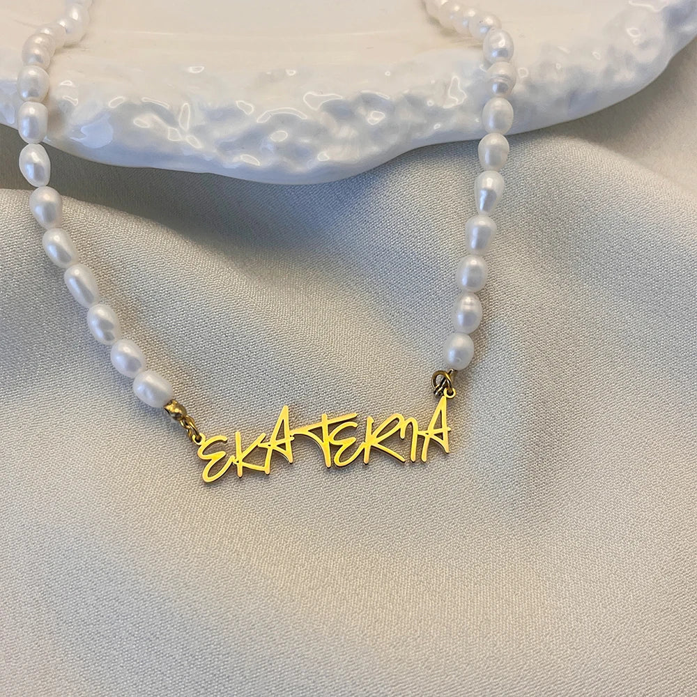 Personalized Pearl Name Necklace