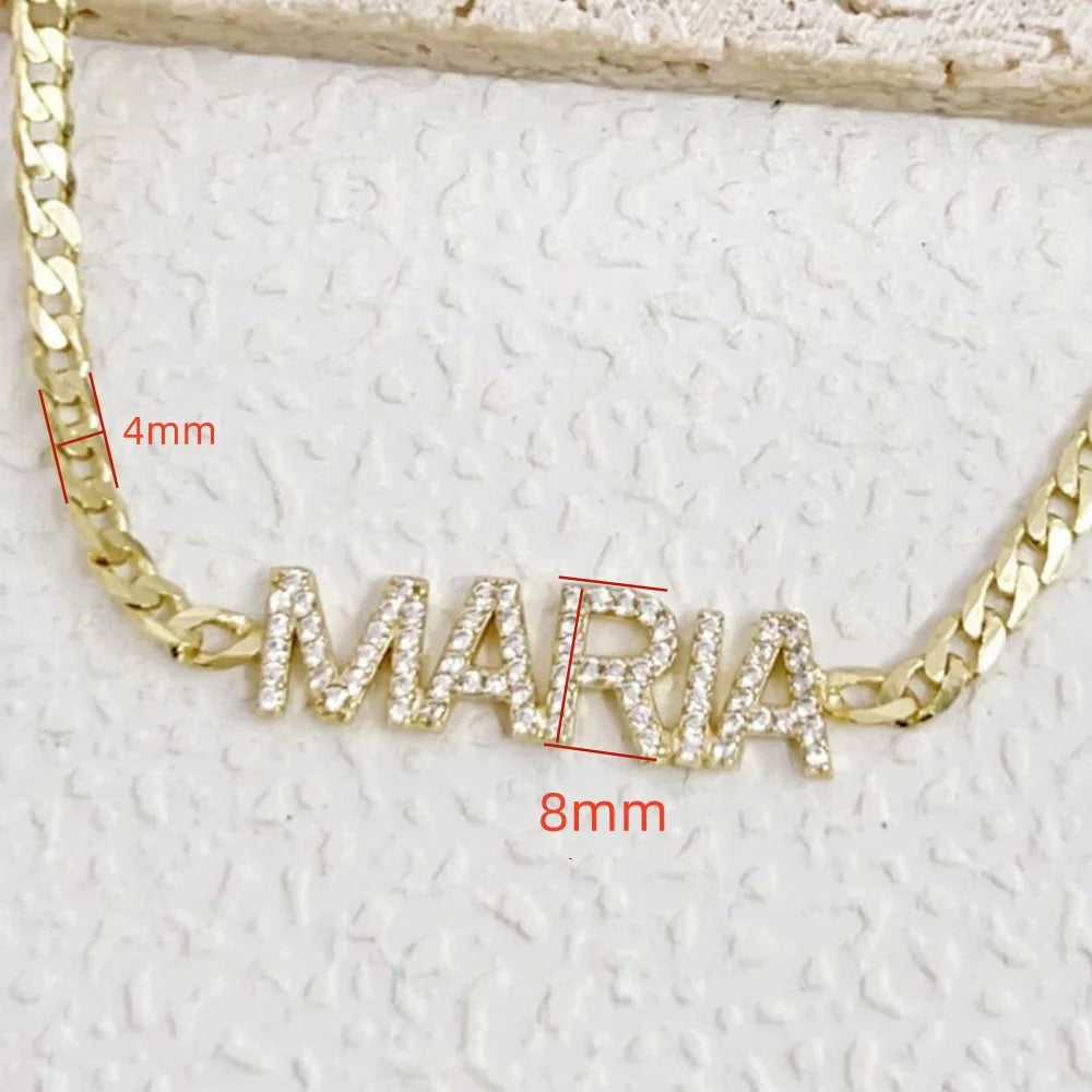 Personalized Name Bracelet – 925 Sterling Silver Gold Plated Zircon Letters