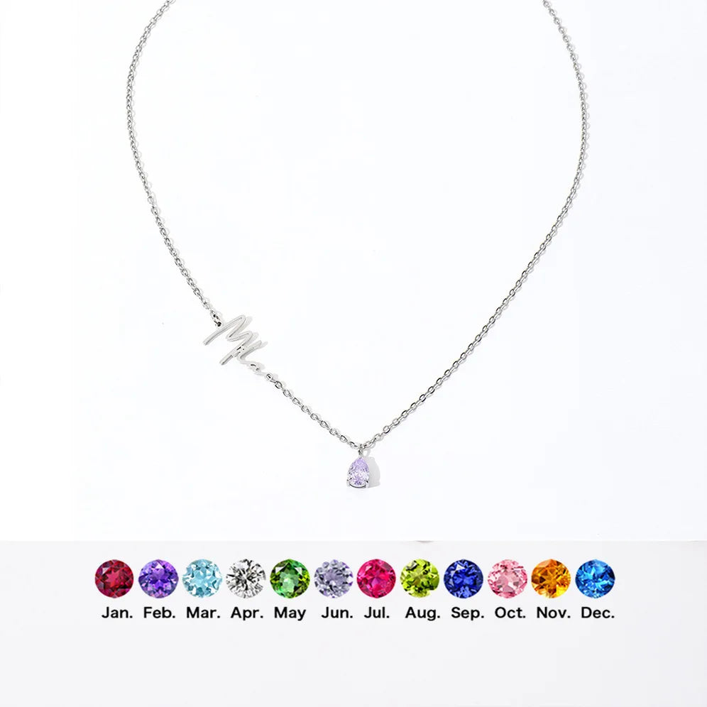 Custom Birthstone Name Necklace