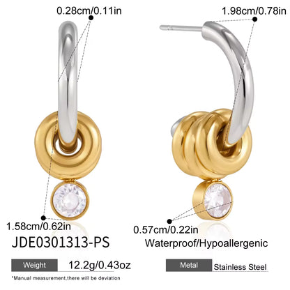 Round White Zirconia Earrings