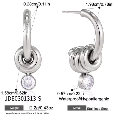 Round White Zirconia Earrings