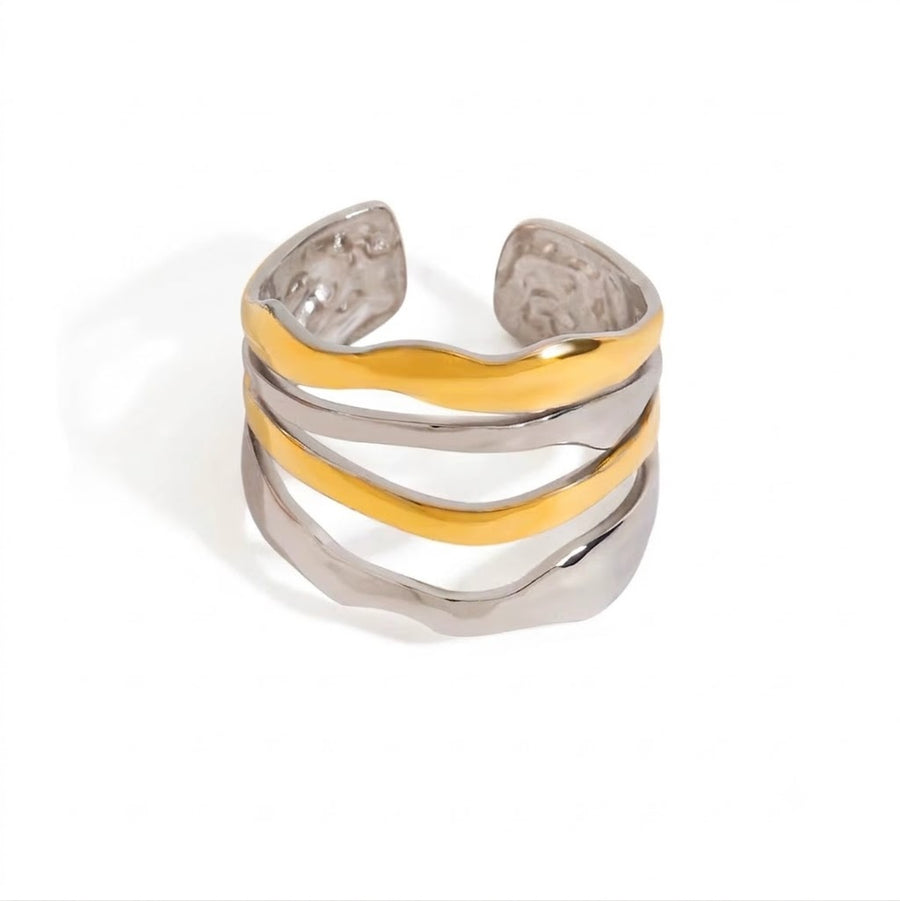 Mixed Metal Wave Ring – Adjustable Gold & Silver Ring